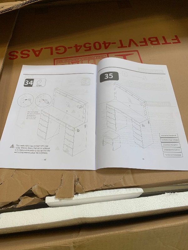 Photo 1 of Premium Makeup Vanity Desk Full-Width LED Mirror, Bluetooth Speakers 11 Drawers - White