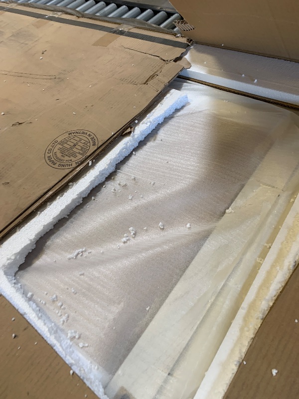 Photo 1 of Benjara Bego 72 Inch TV Entertainment Console, Sliding Barn Door, Shelves, Antique White and Bronze