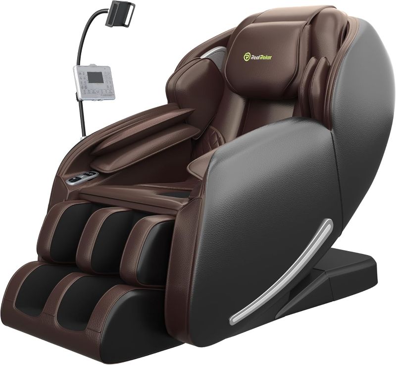 Photo 1 of Real Relax 2026 Massage Chair Full Body,Zero Gravity SL-Track Shiatsu Massage Recliner with Upgraded Phone Controller and Holder,APP Control,Child Lock,Pause Button and Led Light,Favor-06,Dark Brown
