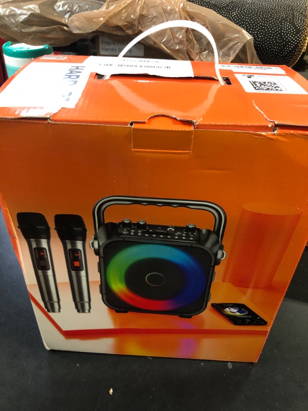 Photo 1 of Karaoke Machine, Portable Bluetooth Speaker with 2 Wireless Microphones for Adults & Kids with Lights, Karaoke Microphone with PA System Supports USB/TF/FM/AUX for Home Party Home System Packages