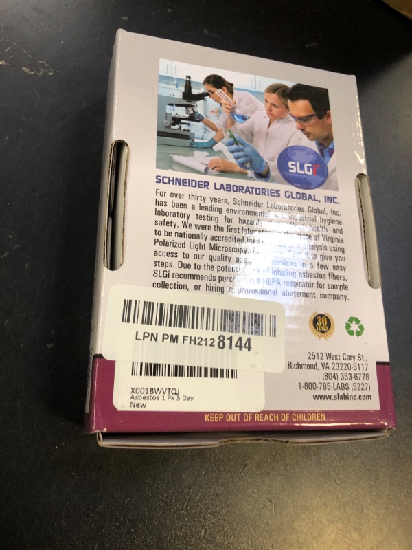 Photo 1 of Asbestos Test Kit 1 PK (5 Bus. Days) Schneider Labs