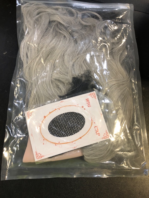 Photo 1 of VGbeaty Old Man Short Wave Grey Bald Wig Cosplay Curly Hair for Halloween Costume Party
