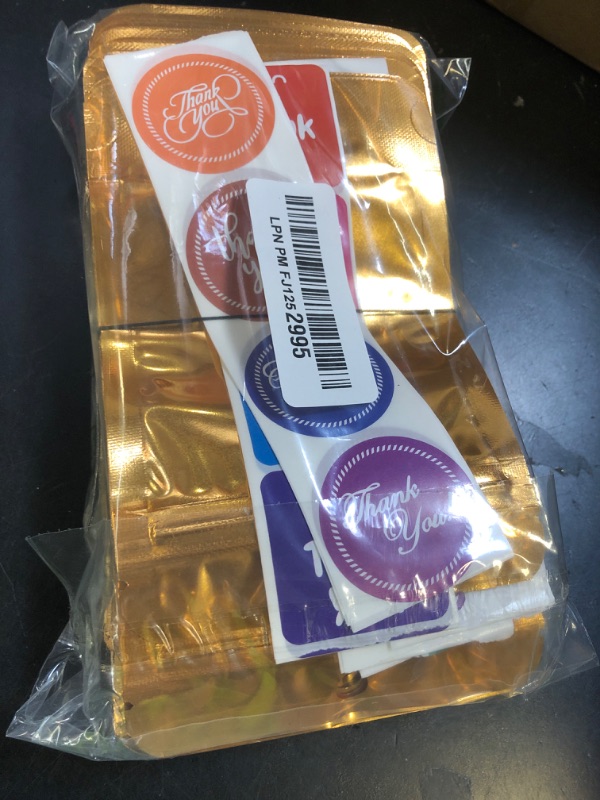 Photo 1 of 100 Pack Resealable Plastic Bags for Food Storage, Zipper Bags with Clear Front Window, Packaging Pouch for Small Business (Gold, 4.7x7.9 inch)