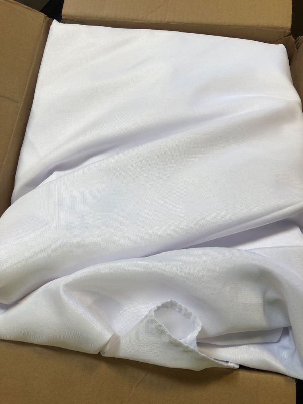 Photo 1 of Dailyset 6-Pack White Round Tablecloths, 120 Inches, Stain-Resistant Polyester for 5-6 Ft Round Tables - Washable Table Covers for Weddings, Banquets, Birthday, Parties, Events
