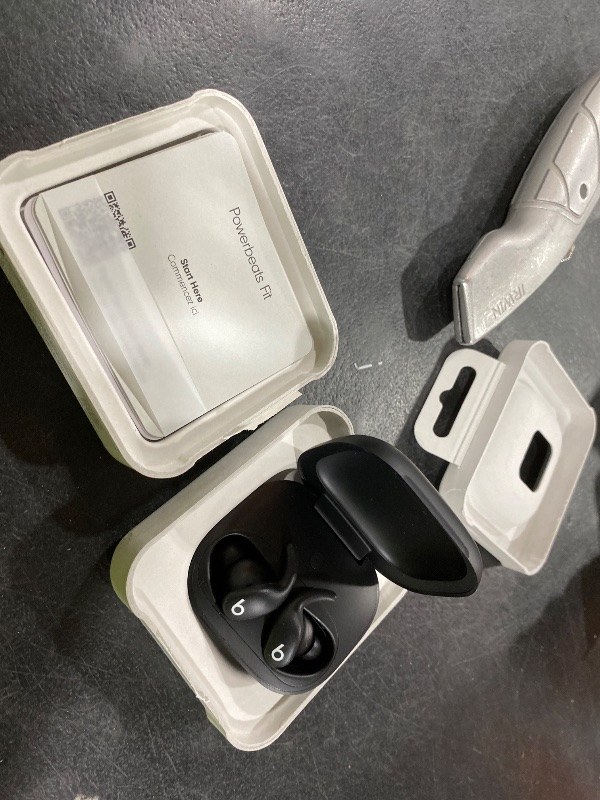 Photo 1 of Beats Powerbeats Fit - Wireless Noise Cancelling Workout Earbuds with Secure-Fit Wingtips, Up to 30-Hour Battery Life, Sweat & Water Resistant, Apple & Android Compatible - Jet Black