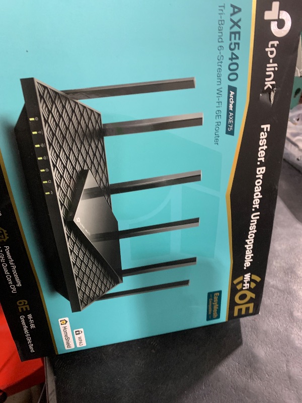 Photo 1 of TP-Link AXE5400 Tri-Band WiFi 6E Router (Archer AXE75), 2025 PCMag Editors' Choice, Gigabit Internet for Gaming & Streaming, New 6GHz Band, 160MHz, OneMesh, Quad-Core CPU, VPN & WPA3 Security