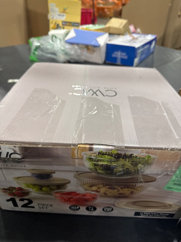 Photo 1 of COOK WITH COLOR 12 Pc Glass Mixing Bowl Set with Lids – Borosilicate Glass Nesting Bowls for Cooking, Baking and Meal Prep, Fluted Brown