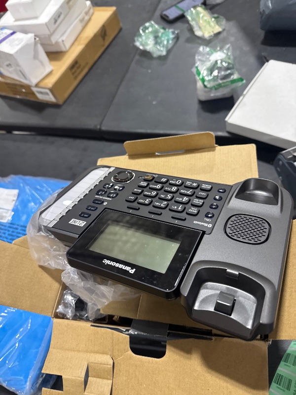 Photo 1 of Panasonic 2-Line Corded Phone/Cordless Phone System with 2 Handsets - Answering Machine, Link2Cell, 3-Way Conference, Call Block, Long Range DECT 6.0, Bluetooth - KX-TG9582B (Black)