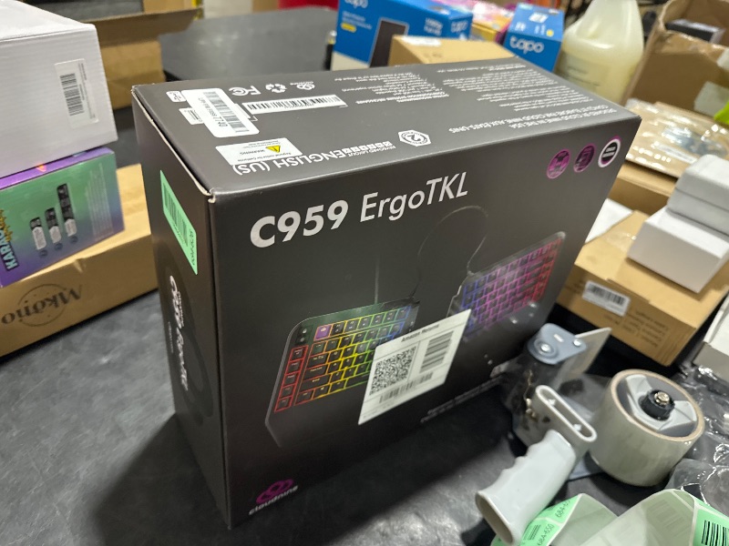 Photo 1 of Cloud Nine ErgoTKL Ergonomic Tenkeyless Mechanical Keyboard for PC – Kailh Brown – TKL RGB Backlit Ergo Split Key Board