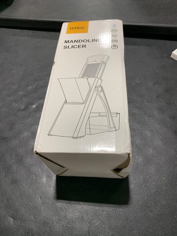 Photo 1 of QYKIC Upgrade Safe Mandoline Slicer for Kitchen, Vegetable Chopper Food Cutter, Potato Slicer Thickness Adjuster, French Fry Cutter, Veggie Dicer Faster With Spiralizerfor Meal Prep Blue