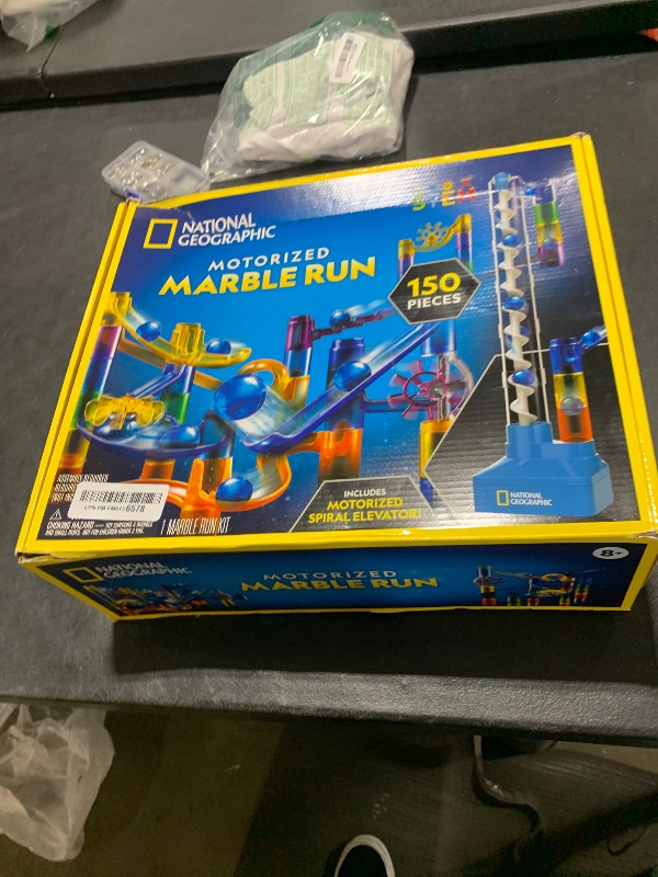 Photo 1 of National Geographic Marble Run with Motorized Elevator - 150-Piece Marble Maze Kit with Motorized Spiral Lift, 30 Marbles, Storage Bag & More, Perpetual Motion Machine, Kids Physics Toys