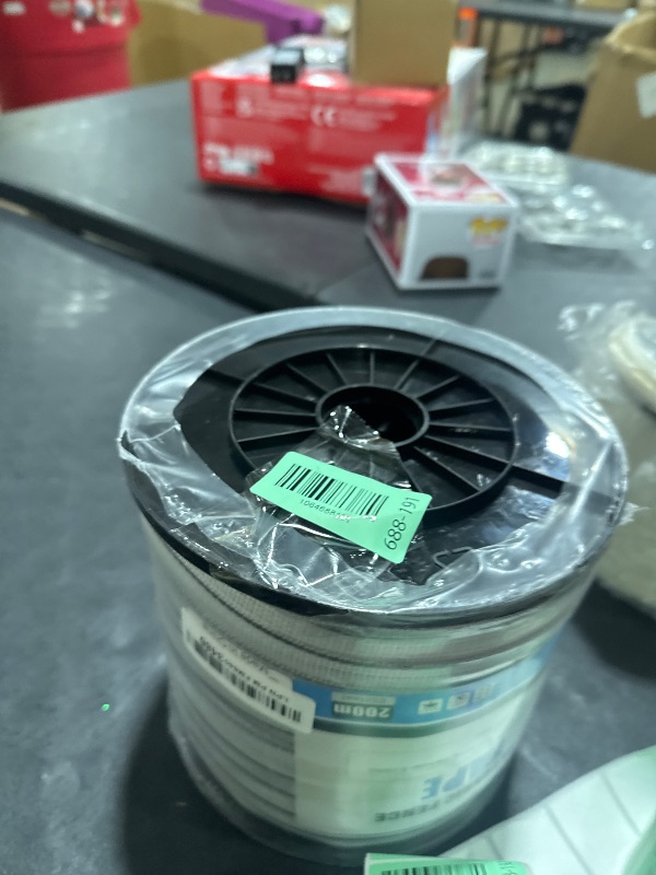 View 2 of Electric Fence Polytape with 8 Conductors, 1 Inch Width 656 Feet 200 Meter Portable Horse Fencing Polytape - UV, Rust and Corrosion Resistant Whtie