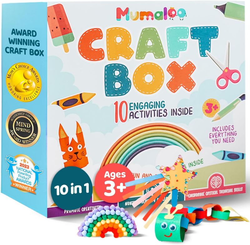 Photo 1 of Mumaloo Craft Box for Kids - 10 Creative Arts and Crafts for Kids Ages 4-8, Fun, No Mess Educational Preschool & Homeschool Art Projects, Toddler Crafts Kit Supplies, 3 4 5 6 7 8 Year Old Girls & Boys
