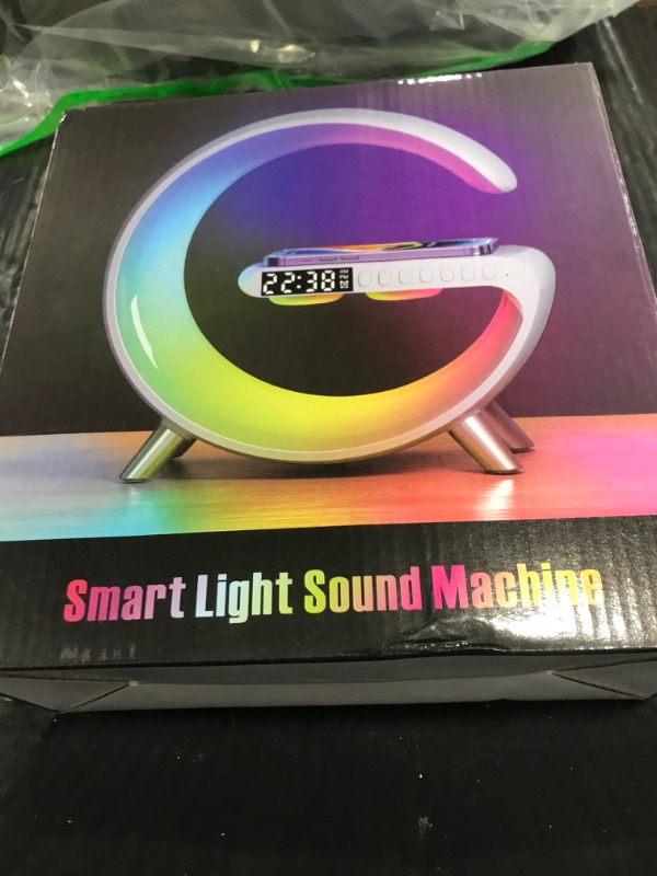 Photo 1 of Smart LED Table Lamp, 5-in-1 Night Light Fast Wireless Charging Station, 256 Lights Mode Dimmable Bedside Lamp, Bluetooth Speaker & App Control for Bedroom, Home Decor, Alarm Clock for Festival Gifts