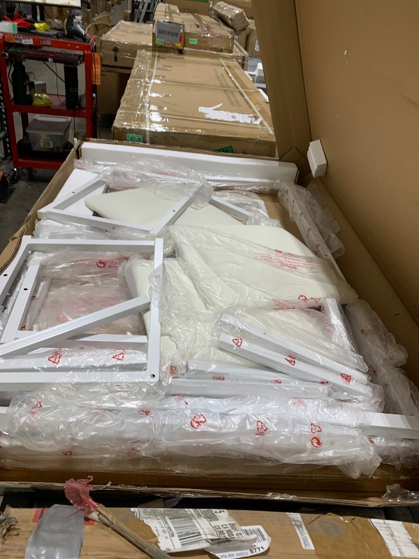 Photo 1 of VECELO Kitchen Table and Chairs for 4, Dining Room Set with PU Chairs/Stools, Heavy-Duty Metal Frame, Wooden Tabletop, Space-Saving Design for Small Spaces, Easy Assembly, Natural Oak