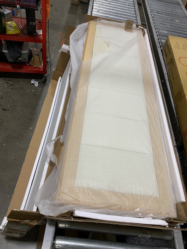 Photo 1 of HOMCOM Queen Size Bed Frame, Platform Bed Frame with Upholstered Headboard and Wooden Slats, No Box Spring Needed, Easy Assembly, Oak