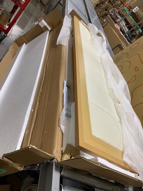 Photo 1 of HOMCOM Queen Size Bed Frame, Platform Bed Frame with Upholstered Headboard and Wooden Slats, No Box Spring Needed, Easy Assembly, Oak