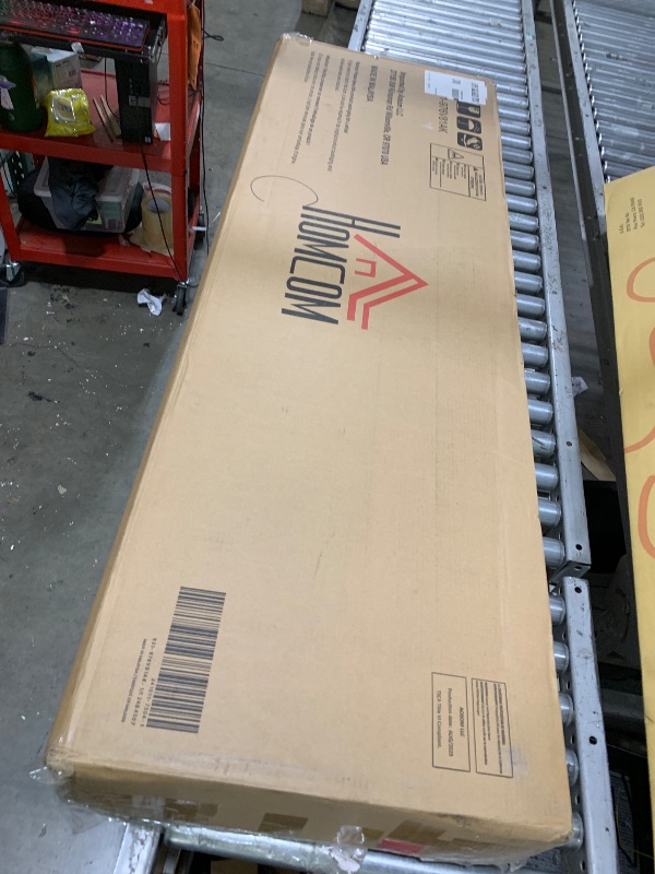 Photo 1 of HOMCOM Queen Size Bed Frame, Platform Bed Frame with Upholstered Headboard and Wooden Slats, No Box Spring Needed, Easy Assembly, Oak