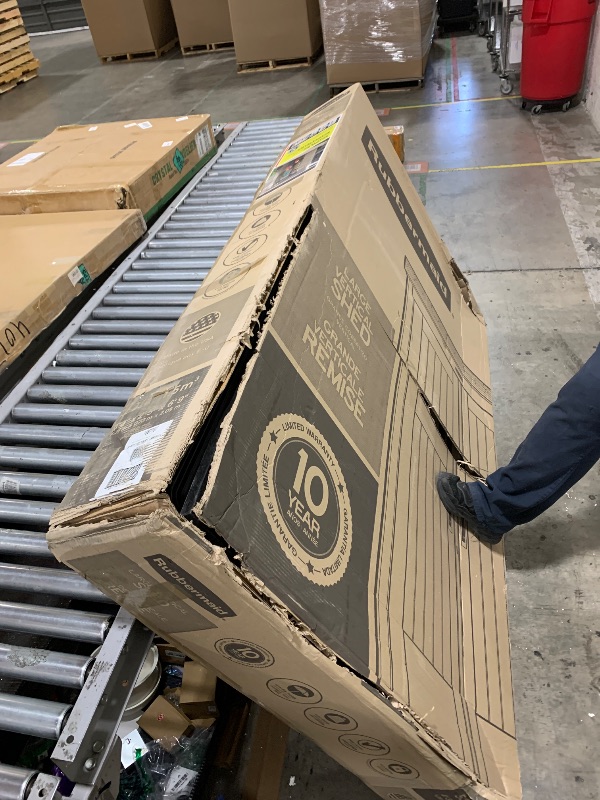 Photo 1 of Rubbermaid Vertical Resin Outdoor Storage Shed With Floor (4 x 2.5 Ft) Weather Resistant Beige/Brown Organization for Home/Backyard/Pool Chemicals/Toys/Garden Tools/Porch/Patio Cushions