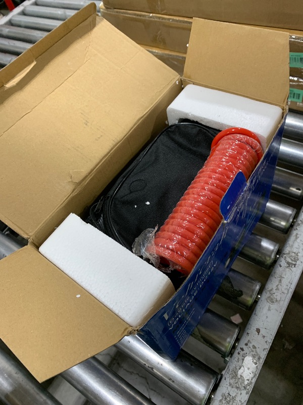 Photo 1 of Vehicraft Blue Tire Inflator Portable Air Compressor, Heavy Duty Double Cylinders Auto Pump, 12V Portable Air Compressor Pump with Emergency LED Light - 150PSI Tire Pump, Apply to Car, SUV, RV