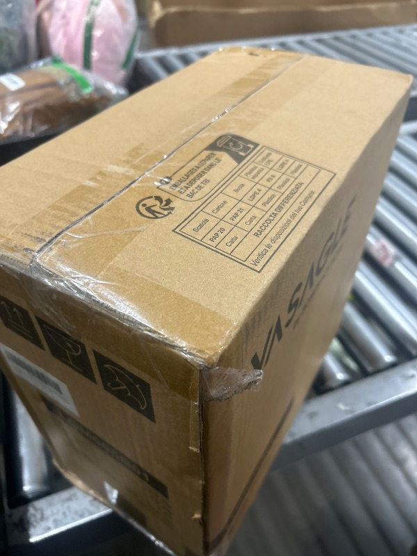 Photo 1 of VASAGLE EKHO Collection - Storage Ottoman, Vanity Chair Stool, Synthetic Leather with Stitching, Mid-Century Modern, Round Storage Seat with Steel Legs, Loads 330 lb, Ink Black ULOM005B01