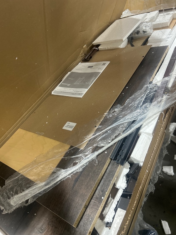 Photo 1 of Sauder Carson Forge Vintage Rustic Computer Desk for Home Office with Drawers, in Coffee Oak