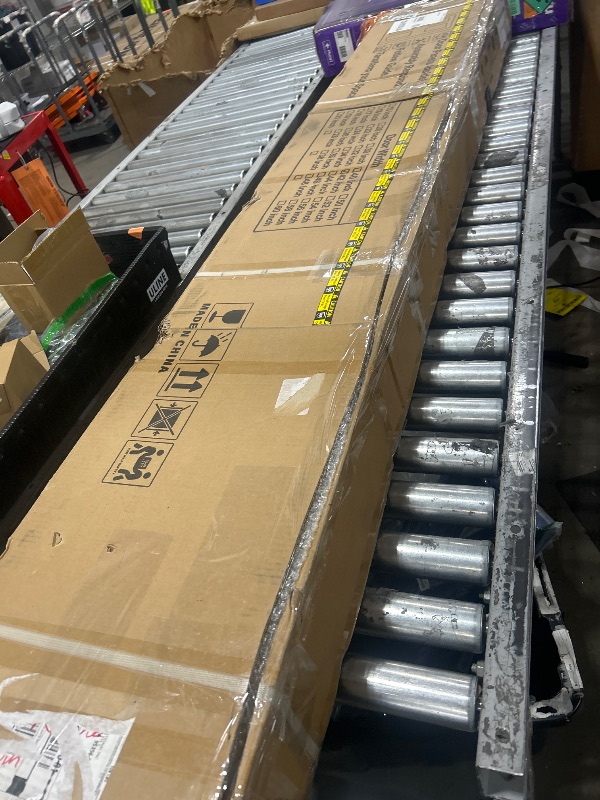 Photo 1 of SmartStandard 42 x 84 in Glass Barn Door with 7FT Sliding Hardware Kit & Handle, Pre-Drilled Ready to Assemble, Waterproof PVC Coating, White, 5-Panel Glass