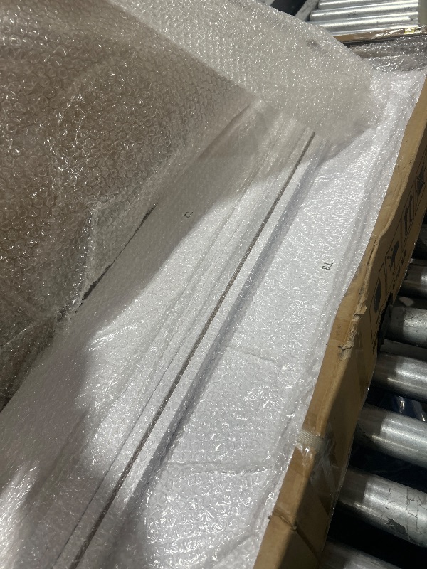 Photo 1 of SmartStandard 42 x 84 in Glass Barn Door with 7FT Sliding Hardware Kit & Handle, Pre-Drilled Ready to Assemble, Waterproof PVC Coating, White, 5-Panel Glass