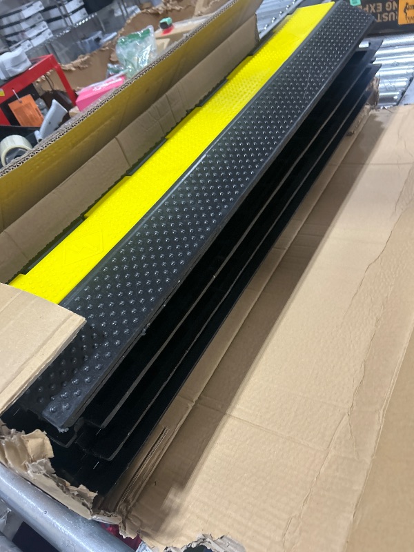 Photo 1 of CXRCY 2 Channel Cable Protectors Ramp, 5Pack Cable Ramps, 22000lbs Capacity Heavy Duty Rubber Driveway Traffic Speed Bumps Hose Cord Cable Protector Ramp for Wire/Hose/Pipe Hider