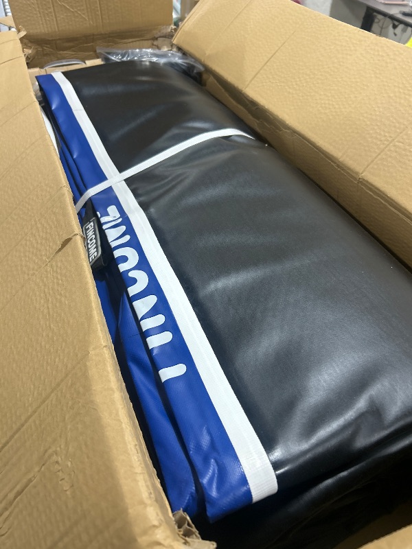 Photo 1 of FINCOME Inflatable Wrestling Mat 16ft/13ft/10ft, 4" Thick Foldable Jiu Jitsu Mats Wrestling Mats for Home Outdoor Indoor, Waterproof PVC Mat for Gymnastics, BJJ, MMA, Grappling, Judo, Boxing, 16ft*16ft*4inch Blue