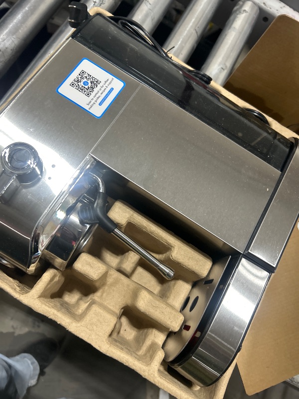 Photo 1 of XIXUBX 20Bar Espresso Machine, Compact Espresso Maker with Milk Frother, Stainless Steel Coffee Machine for Cappuccino&Latte, 42oz Water Tank, Visible Pressure Gauge, Home&Office, Silver