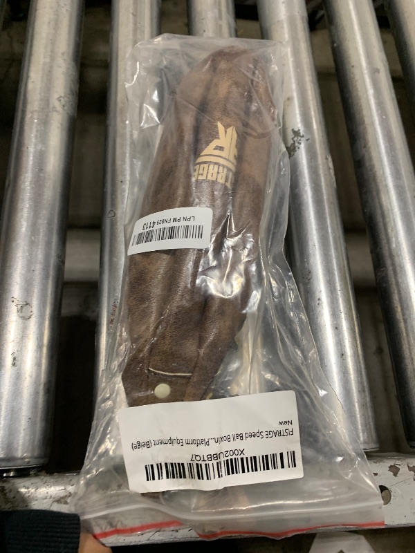 Photo 1 of FISTRAGE Speed Ball Boxing Bag Leather MMA Muay Thai Training Punching Dodge Striking Kit with Free Hanging Swivel Workout Speedball Kicking Platform Equipment (Beige)