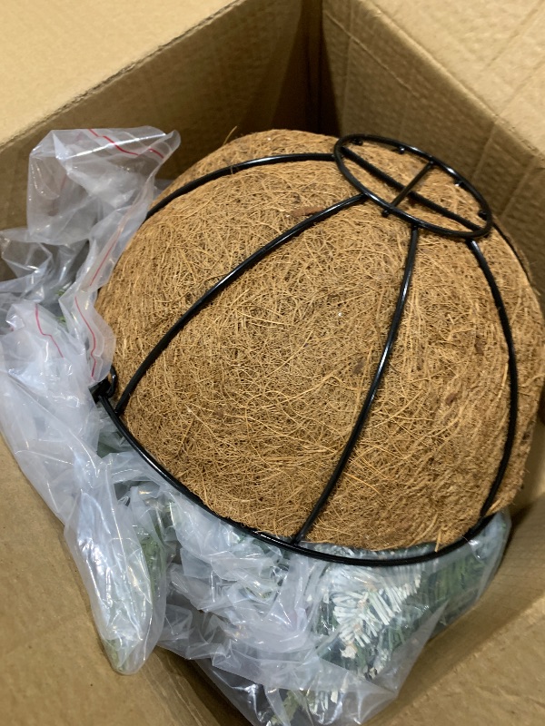 Photo 1 of 20 Inch Artificial Christmas Hanging Basket with 30LED Changing Warm White&Multicolored Timer 8 Modes Remote Control Norfolk Pine Snowy Tips Hanging Christmas Decorations for Porch Front Door Home