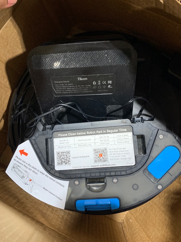 Photo 1 of Tikom Robot Vacuum and Mop Combo, 5000Pa Robotic Vacuum Cleaner, 150 Min Max, App & Remote Control, Ideal for Hard Floor, Carpet, Pet Hair, Self-Charge(G8000 Max)