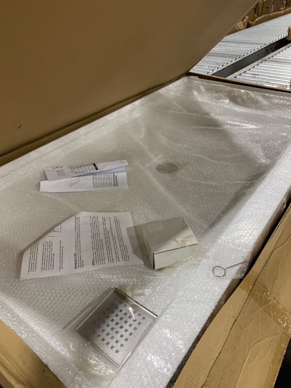 Photo 1 of 60'' L X 32'' W X 4'' H Shower Base, Rectangle SMC Shower Pan Non-Slip Single Threshold Shower Bases, Stainless Steel Shower Drain Cover Included