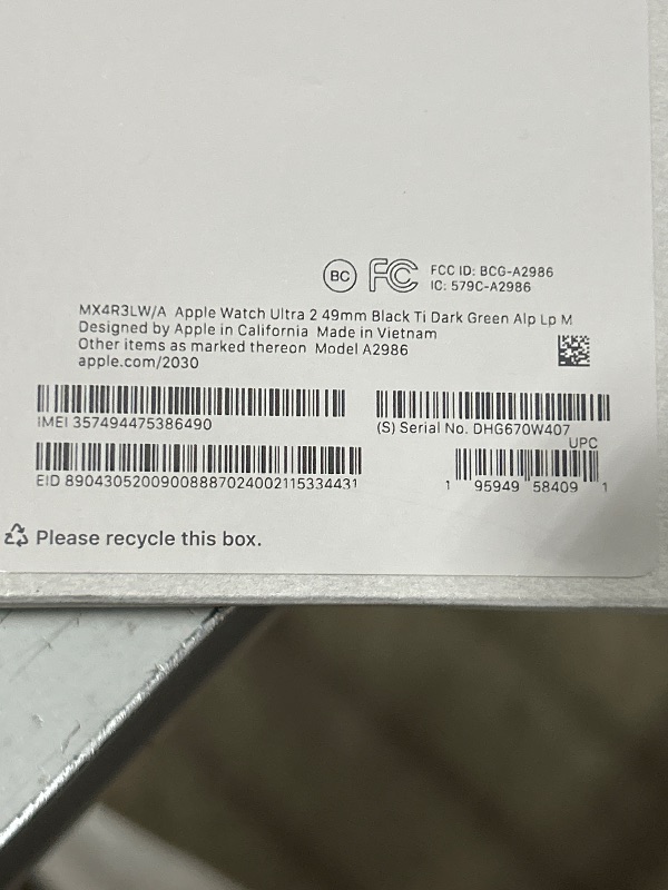 Photo 1 of Apple Watch Ultra 2 [GPS + Cellular 49mm] Smartwatch, Sport Watch with Black Titanium Case with Dark Green Alpine Loop - M. Fitness Tracker, Precision GPS, Action Button, Carbon Neutral