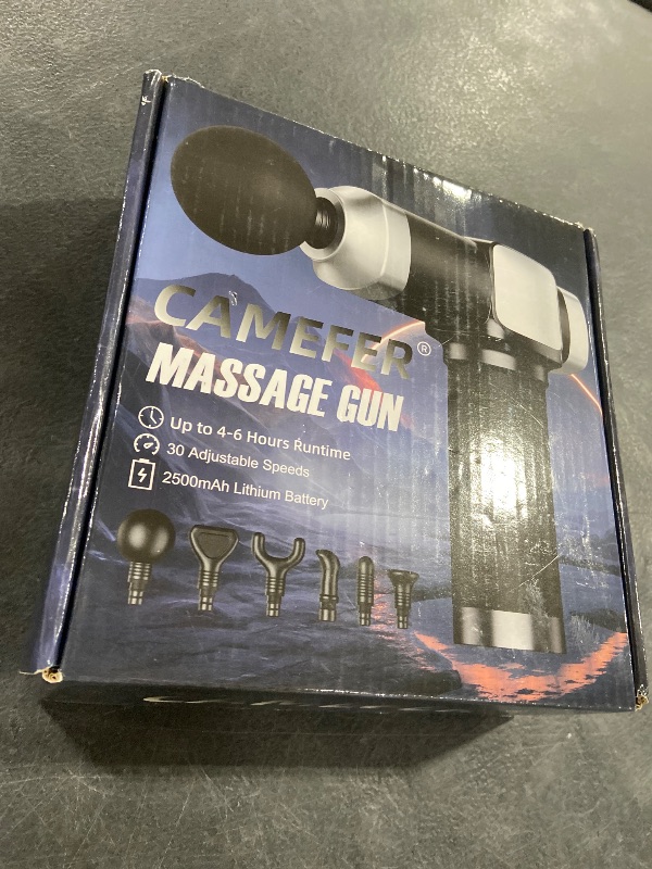 Photo 1 of CAMEFER Deep Tissue Massage Gun, Portable Percussion Electric Muscle Massager for Pain Relief, Handheld Massagers with 30 Speeds & 6 Attachments for Back and Neck, Gifts for Men Women