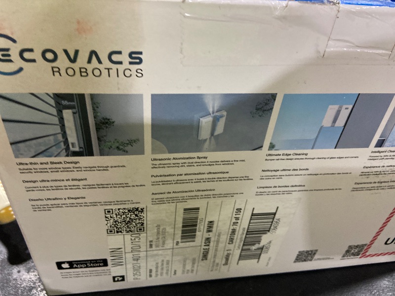 Photo 1 of ECOVACS WINBOT Mini Window Cleaning Robot - Compact Design, Dual Nozzles with Ultrasonic Spray, 9-Stage Protection System, Intelligent Path Planning, 3 Cleaning Modes, Anti-Slipping System