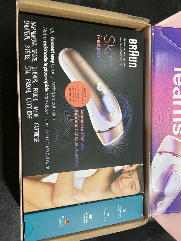 Photo 1 of Braun Smart IPL, Skin i·Expert Pro 7: at Home Laser Hair Removal for Women and Men, Permanent Visible Hair Reduction, with Free App, Vanity Case, Venus Razor, 2 Smart Heads, Facial Trimmer, IPL7219