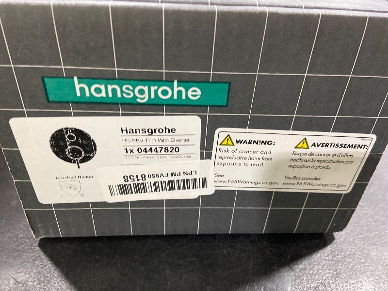 Photo 1 of hansgrohe Ecostat Modern Pressure Balance Shower Valve Trim with Diverter in Brushed Nickel, 04447820