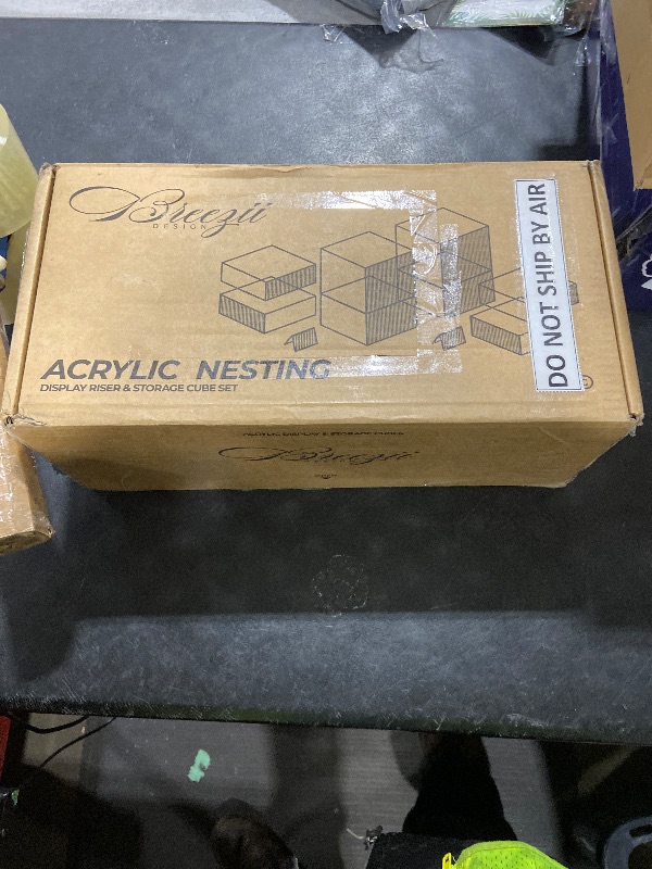 Photo 1 of BreeziiDesign 8” Buffet Risers with Mini Signs, Buffet Table Risers and Stands, Acrylic Cube Display Box for Catering Party Table Food Display, Dessert, Cakes - White, Set of 8 Boxes