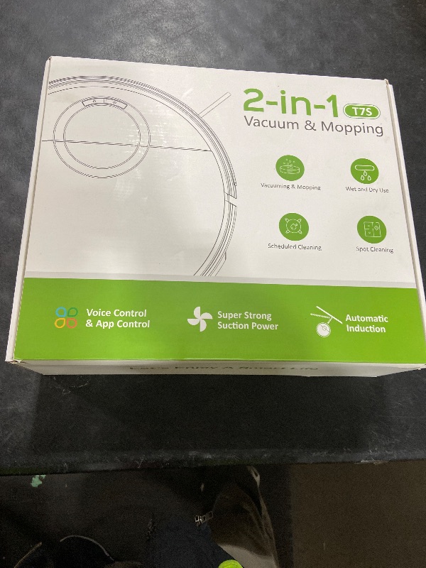 Photo 1 of **USED/DIRTY** Robot Vacuum and Mop Combo, 2 in 1 Mopping Robot Vacuum Cleaner with 2000Pa Max Suction, Wi-Fi/App/Remote, Schedule, Self-Charging Slim Robotic Vacuum, Ideal for Pet Hair, Low-Pile Carpet, Hard Floor