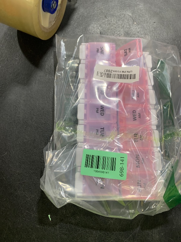 Photo 1 of **1 TAB Broken** AM PM Weekly Pill Organizer 7 Day, 2 Times A Day Medicine Pill Box with Easy Push Button, BPA Free Vitamin Cases for Fish Oil/Supplements, Easy to Clean (Purple&Pink)