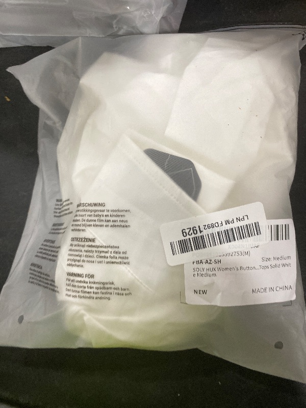 Photo 1 of SOLY HUX Women's Button Down Ruched Blouse Long Sleeve Shirts Slim Fit Aesthetic Tops Solid White Medium