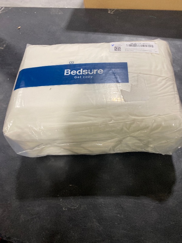 View 2 of Bedsure Striped Duvet Cover King Size – Moisture-Wicking Eucalyptus Lyocell, Cotton & Linen Hybrid Comforter Cover Set with Bowknot Ties Closure – GentleSoft™ & Breathable Bedding Set–White
