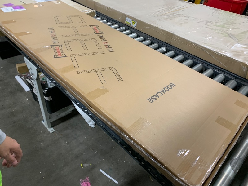 Photo 1 of JSB No Assembly Folding Bookshelf, 5 Tier Industrial Metal Book Shelf for Storage, Vintage Wood Foldable Bookcase for Living Room, Bedroom, Office Organization Shelves