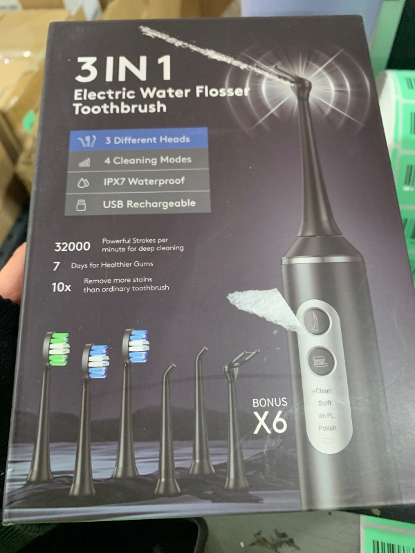 Photo 1 of **INCOMPLETE** Electric Flosser with 4 Modes, 3 in 1 Power Flosser and Electric Toothbrush with Water Flosser Combo with 55 Replacement Heads, Water Floss Alternative, Brushing and Flossing for Home and Travel