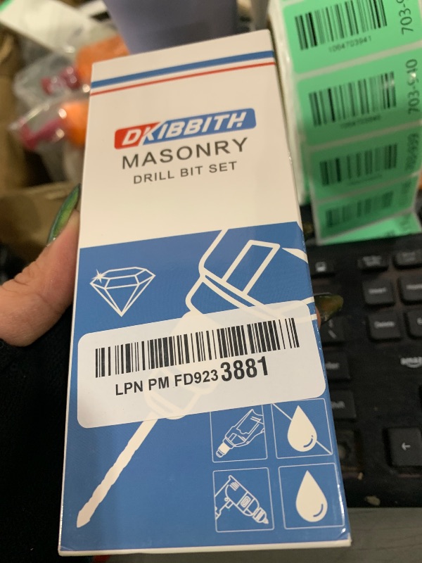 Photo 1 of 10-Piece Masonry Drill Bit Set for Concrete Tile Glass Ceramic Brick,1/8 to 1/2 Inch Drilling Bits with Triangle Handle,Tungsten Steel Alloy Tip.?Black?