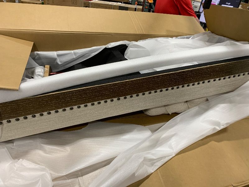 Photo 1 of INCOMPLETE - BOX 1 OF 2 ONLY - Merax Chesterfield Sofa, Retro Upholstered 6 Seater Rolled Arm Couch for Living Room Bedroom Office, Beige