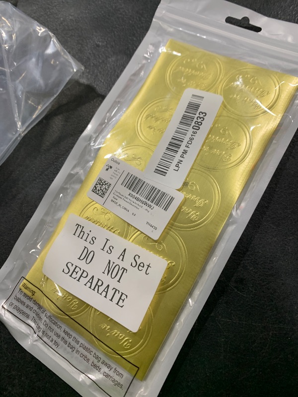 Photo 1 of 100 Pieces Gold You're Invited Embossed Foil Seals Sticker Embossed Aluminum Foil Envelopes Sticker for Wedding Envelopes Present Decoration